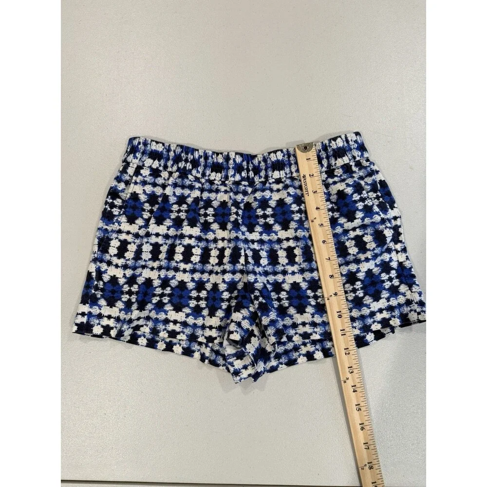 J Crew Shorts Womens 8 Geometric Linen Cotton Pockets Travel Coastal Euro Summer